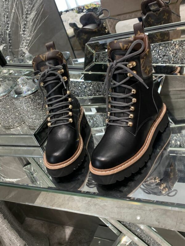 Louis Vuitton Women's Territory Flat Military Boot Black For Women LV 1A958N