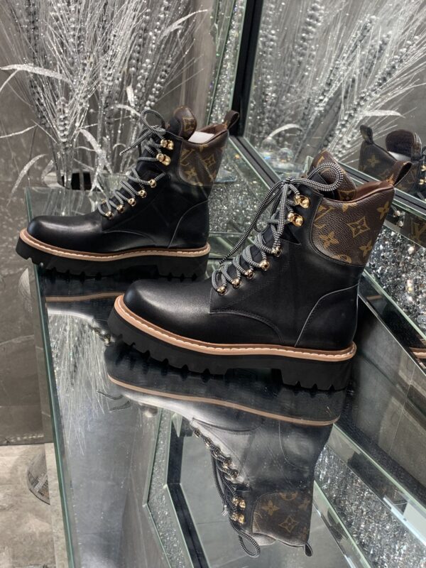 Louis Vuitton Women's Territory Flat Military Boot Black For Women LV 1A958N