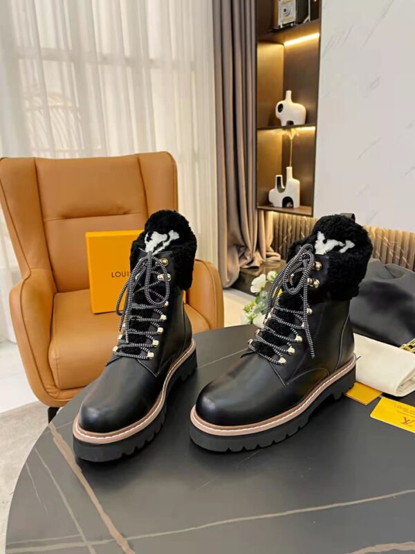 Louis Vuitton Women's Territory Flat Military Boot Black For Women LV