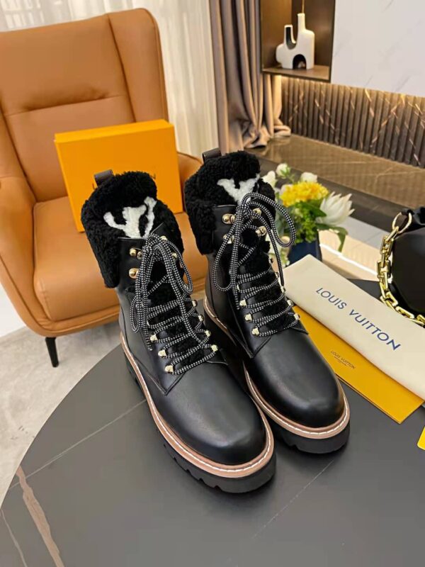 Louis Vuitton Women's Territory Flat Military Boot Black For Women LV