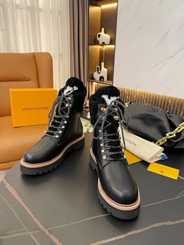 Louis Vuitton Women's Territory Flat Military Boot Black For Women LV