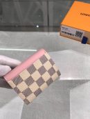 1:1 Replica Louis Vuitton Zóe Wallet Combines Damier Azur Canvas Rose Ballerine Pink For Women, Women's Wallet 10cm LV N60168