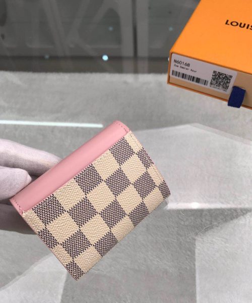 1:1 Replica Louis Vuitton Zóe Wallet Combines Damier Azur Canvas Rose Ballerine Pink For Women, Women's Wallet 10cm LV N60168