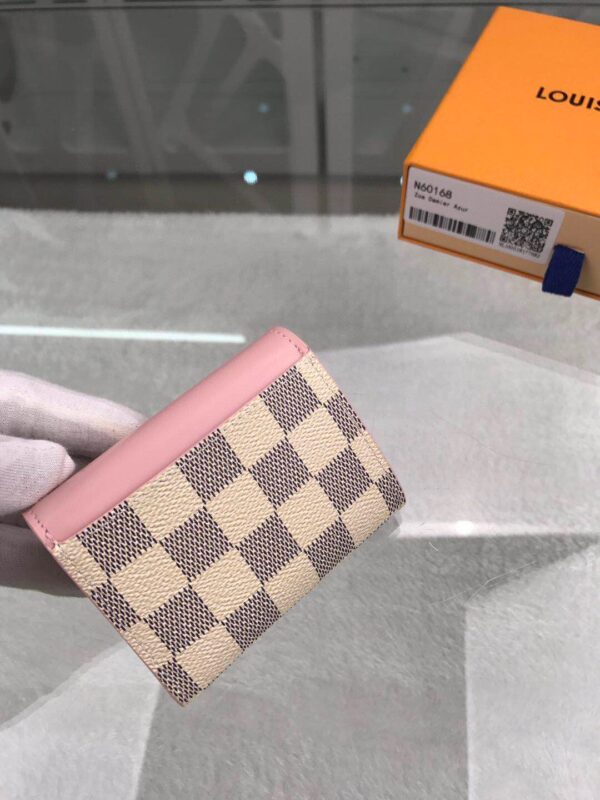 Louis Vuitton Zóe Wallet Combines Damier Azur Canvas Rose Ballerine Pink For Women, Women's Wallet 10cm LV N60168