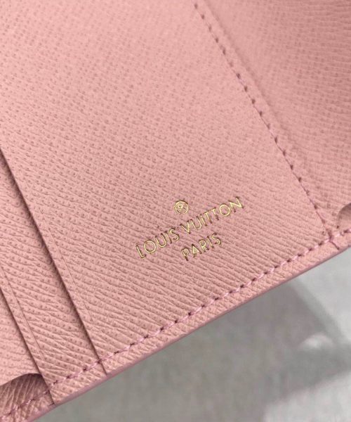 1:1 Replica Louis Vuitton Zóe Wallet Combines Damier Azur Canvas Rose Ballerine Pink For Women, Women's Wallet 10cm LV N60168