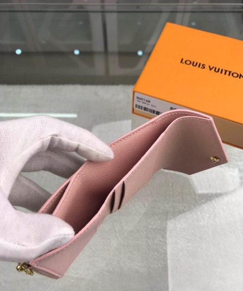 1:1 Replica Louis Vuitton Zóe Wallet Combines Damier Azur Canvas Rose Ballerine Pink For Women, Women's Wallet 10cm LV N60168