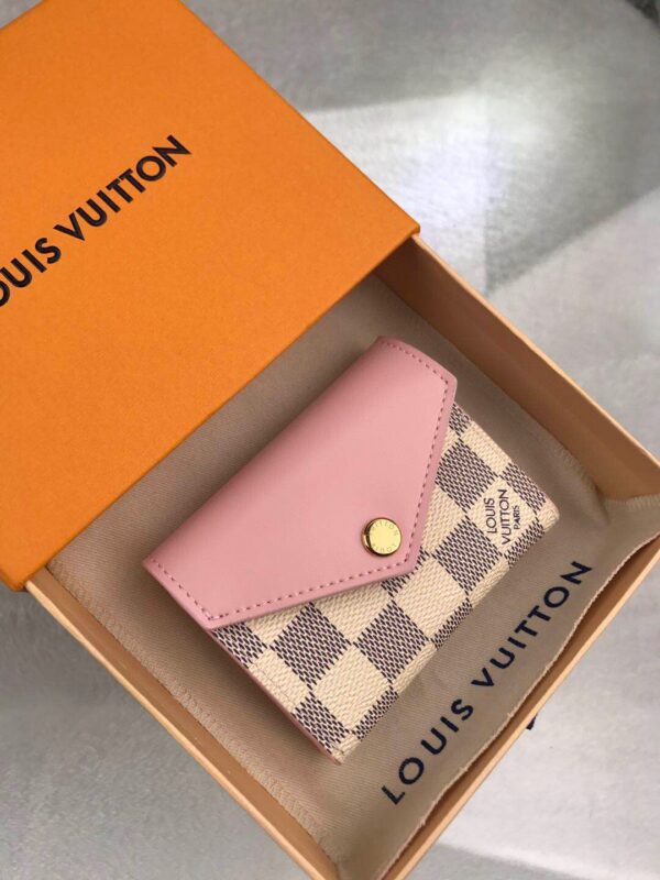 Louis Vuitton Zóe Wallet Combines Damier Azur Canvas Rose Ballerine Pink For Women, Women's Wallet 10cm LV N60168