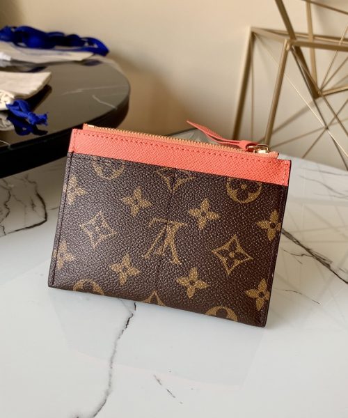 1:1 Replica Louis Vuitton Zipped Card Holder Monogram Canvas Orange For Women, Women Wallet LV