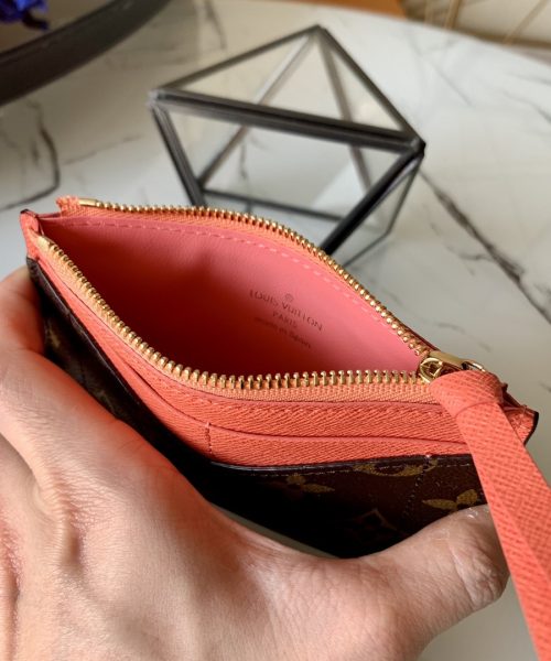 1:1 Replica Louis Vuitton Zipped Card Holder Monogram Canvas Orange For Women, Women Wallet LV