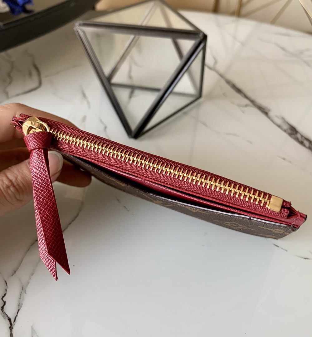 1:1 Replica Louis Vuitton Zipped Card Holder Monogram Canvas Orange For Women, Women Wallet LV