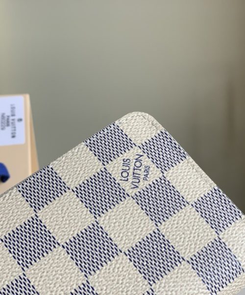 1:1 Replica Louis Vuitton Zippy Coin Purse In Damier Azur Canvas White For Women, Women's Wallet 11cm LV N60229