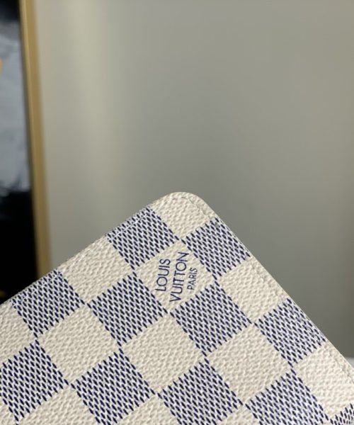 1:1 Replica Louis Vuitton Zippy Coin Purse In Damier Azur Canvas White For Women, Women's Wallet 11cm LV N60229