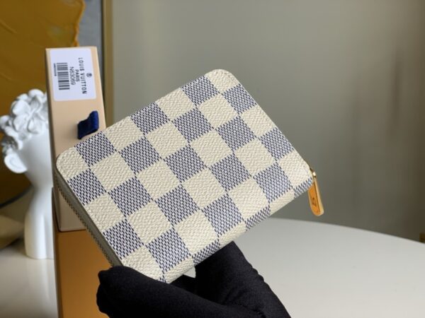 Louis Vuitton Zippy Coin Purse In Damier Azur Canvas White For Women, Women's Wallet 11cm LV N60229