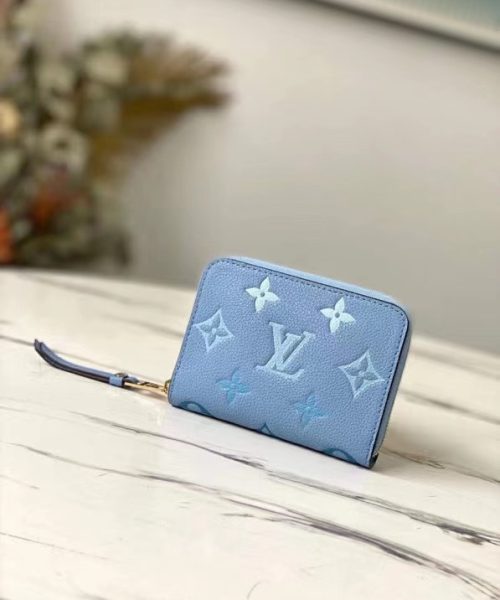 1:1 Replica Louis Vuitton Zippy Coin Purse Monogram Empreinte By The Pool For Summer Blue, Women's Wallet 11cm LV M80408