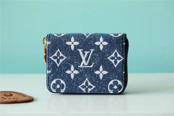 Louis Vuitton Zippy Coin Purse Monogram Jacquard Denim Navy Blue For Women, Women's Wallets 4.3in/11cm LV M81185