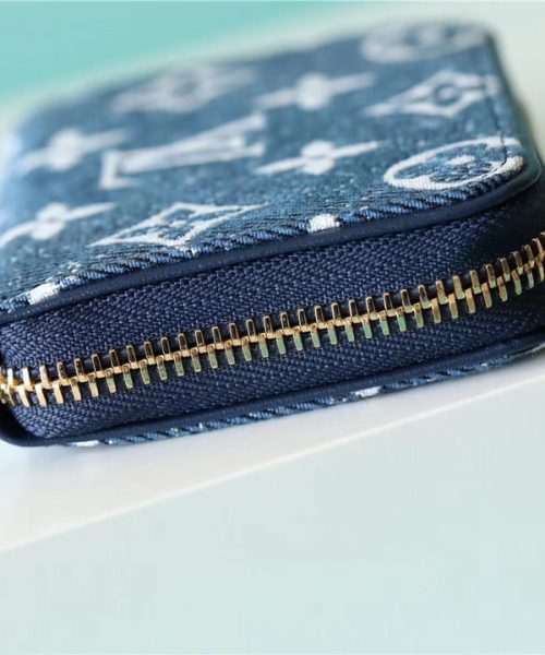 1:1 Replica Louis Vuitton Zippy Coin Purse Monogram Jacquard Denim Navy Blue For Women, Women's Wallets 4.3in/11cm LV M81185
