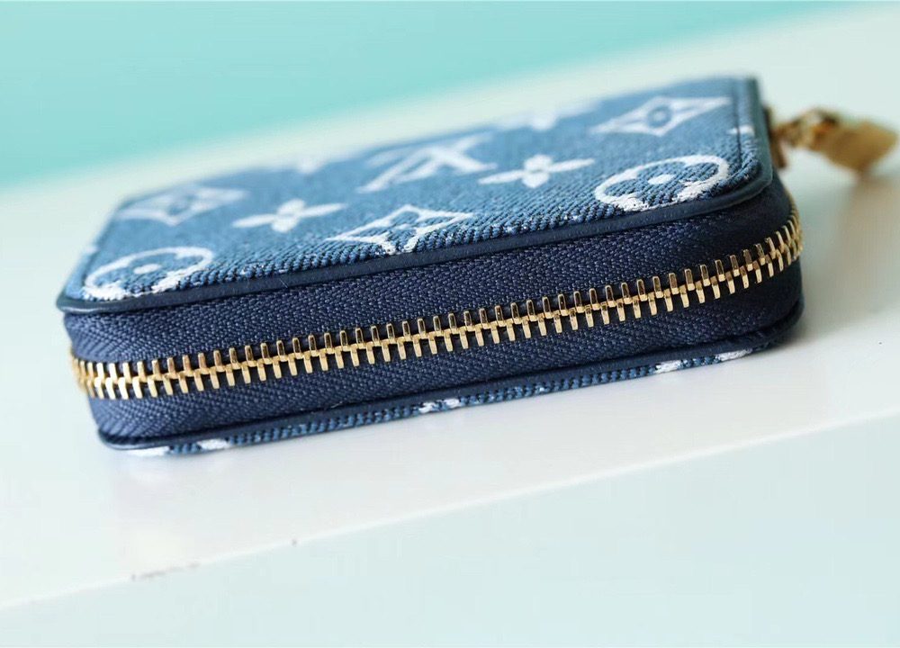 1:1 Replica Louis Vuitton Zippy Coin Purse Monogram Jacquard Denim Navy Blue For Women, Women's Wallets 4.3in/11cm LV M81185