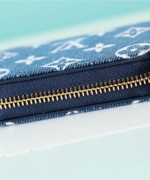 1:1 Replica Louis Vuitton Zippy Coin Purse Monogram Jacquard Denim Navy Blue For Women, Women's Wallets 4.3in/11cm LV M81185