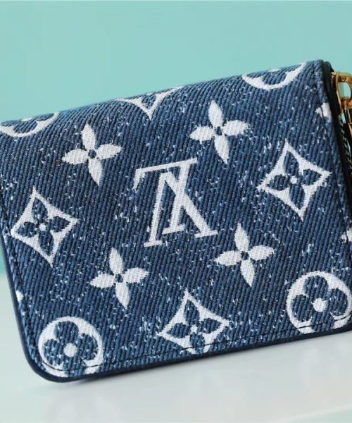 1:1 Replica Louis Vuitton Zippy Coin Purse Monogram Jacquard Denim Navy Blue For Women, Women's Wallets 4.3in/11cm LV M81185