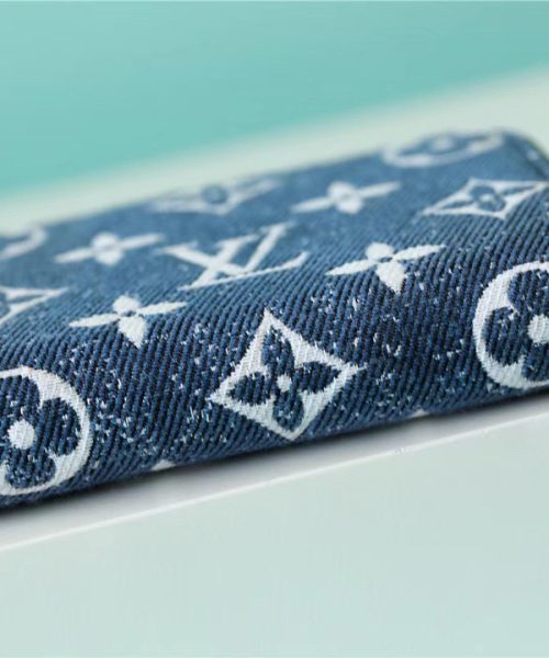 1:1 Replica Louis Vuitton Zippy Coin Purse Monogram Jacquard Denim Navy Blue For Women, Women's Wallets 4.3in/11cm LV M81185