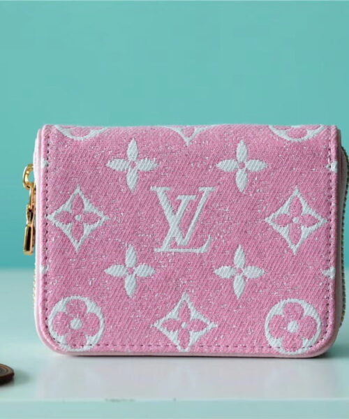 Louis Vuitton Zippy Coin Purse Monogram Jacquard Denim Pink For Women, Women's Wallets 4.3in/11cm LV 