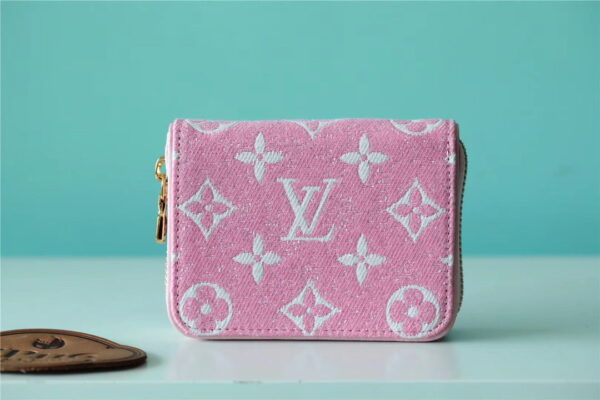 Louis Vuitton Zippy Coin Purse Monogram Jacquard Denim Pink For Women, Women's Wallets 4.3in/11cm LV 