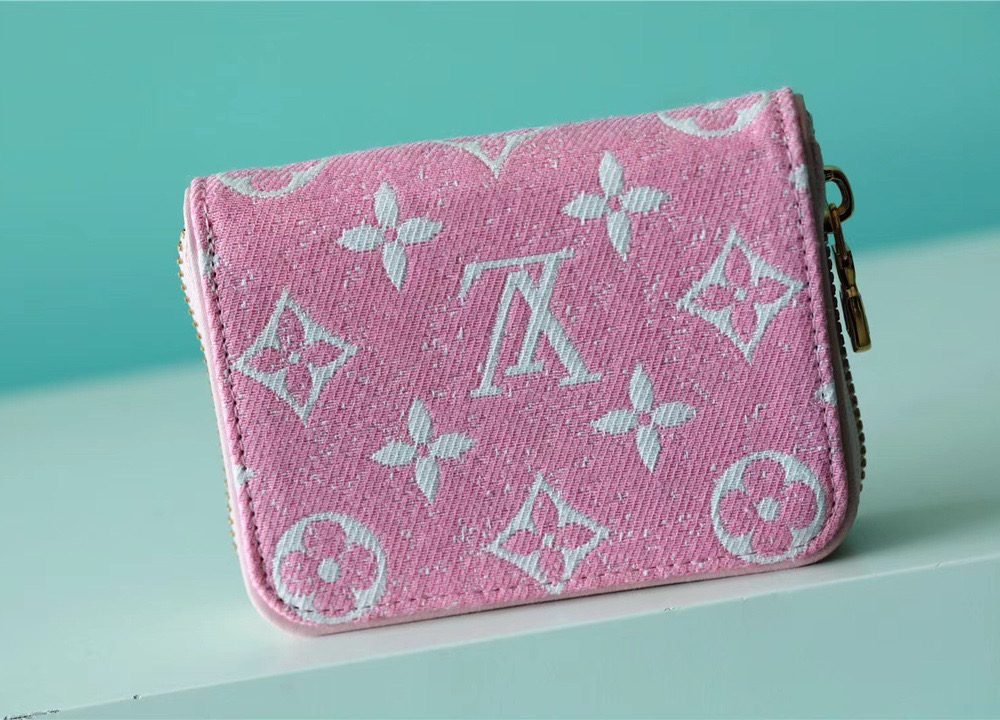 1:1 Replica Louis Vuitton Zippy Coin Purse Monogram Jacquard Denim Pink For Women, Women's Wallets 4.3in/11cm LV