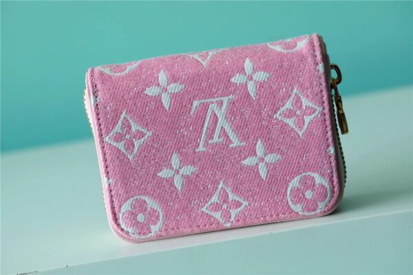 Louis Vuitton Zippy Coin Purse Monogram Jacquard Denim Pink For Women, Women's Wallets 4.3in/11cm LV 