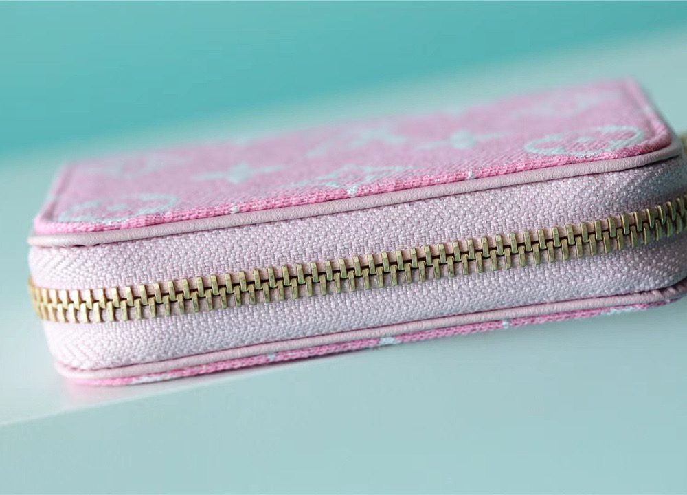 1:1 Replica Louis Vuitton Zippy Coin Purse Monogram Jacquard Denim Pink For Women, Women's Wallets 4.3in/11cm LV