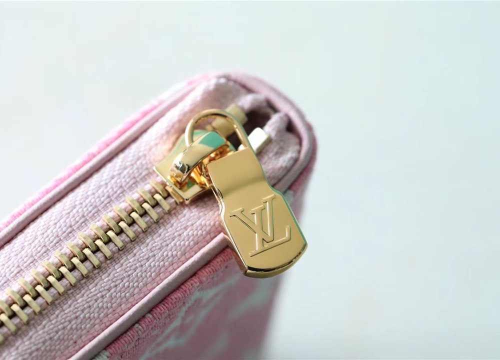 1:1 Replica Louis Vuitton Zippy Coin Purse Monogram Jacquard Denim Pink For Women, Women's Wallets 4.3in/11cm LV