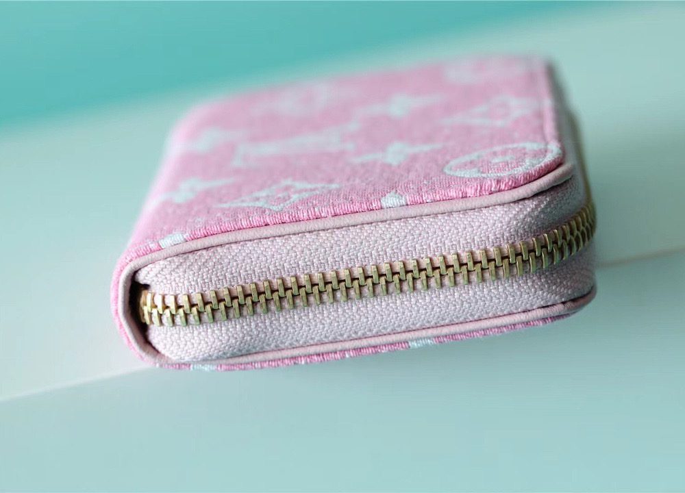 1:1 Replica Louis Vuitton Zippy Coin Purse Monogram Jacquard Denim Pink For Women, Women's Wallets 4.3in/11cm LV