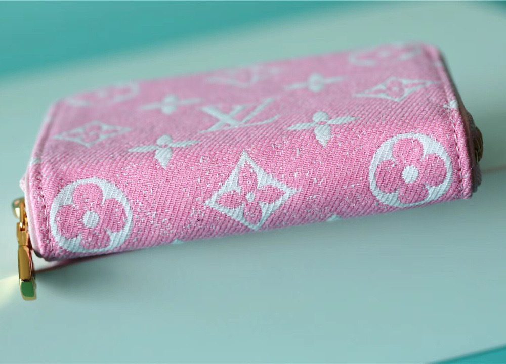 1:1 Replica Louis Vuitton Zippy Coin Purse Monogram Jacquard Denim Pink For Women, Women's Wallets 4.3in/11cm LV