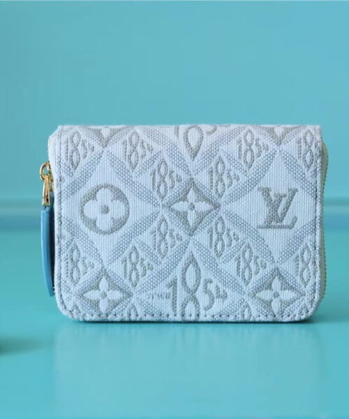Louis Vuitton Zippy Coin Purse Since 1854 Jacquard Canvas Ecru Blue For Women, Women's Wallets 4.3in/11cm LV 