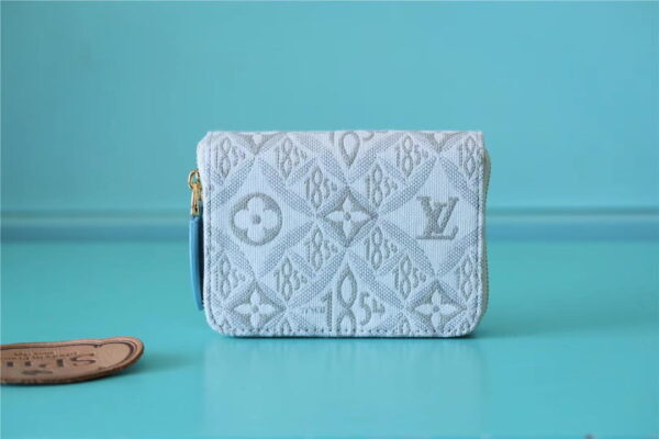 Louis Vuitton Zippy Coin Purse Since 1854 Jacquard Canvas Ecru Blue For Women, Women's Wallets 4.3in/11cm LV 