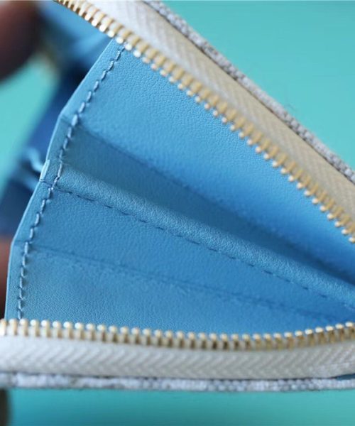 1:1 Replica Louis Vuitton Zippy Coin Purse Since 1854 Jacquard Canvas Ecru Blue For Women, Women's Wallets 4.3in/11cm LV 