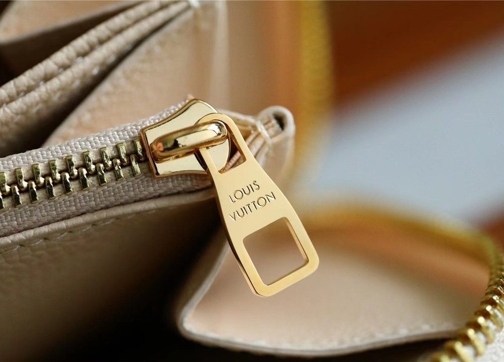 1:1 Replica Louis Vuitton Zippy Wallet Monogram Empreinte By The Pool Cream For Women, Women's Wallets 7.7in/19.5cm LV M80402