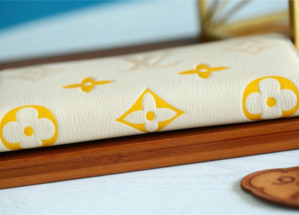 1:1 Replica Louis Vuitton Zippy Wallet Monogram Empreinte By The Pool Cream For Women, Women's Wallets 7.7in/19.5cm LV M80402