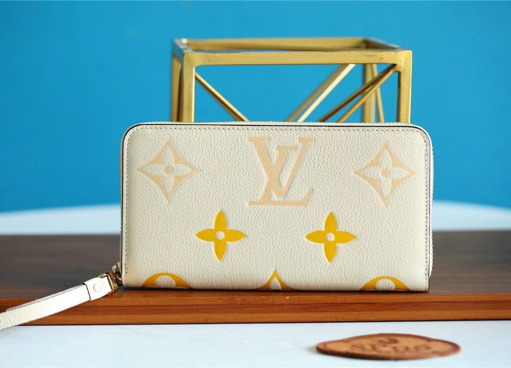 1:1 Replica Louis Vuitton Zippy Wallet Monogram Empreinte By The Pool Cream For Women, Women's Wallets 7.7in/19.5cm LV M80402
