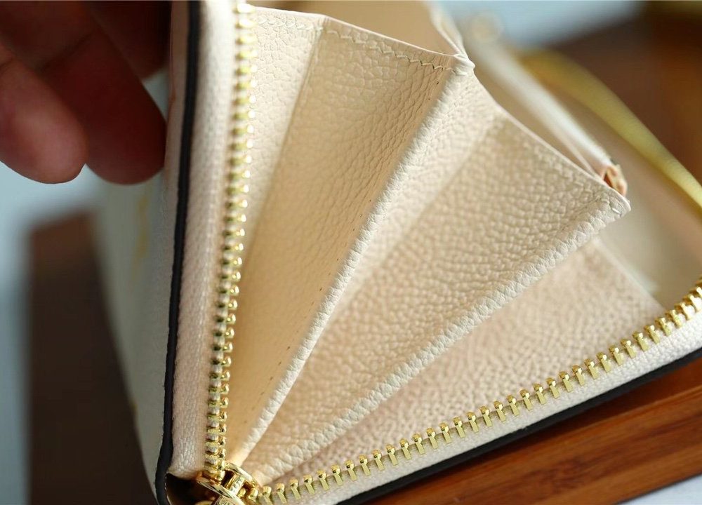 1:1 Replica Louis Vuitton Zippy Wallet Monogram Empreinte By The Pool Cream For Women, Women's Wallets 7.7in/19.5cm LV M80402