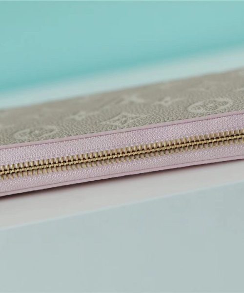 1:1 Replica Louis Vuitton Zippy Wallet Monogram Empreinte Pink / Beige / Yellow For Women, Women's Wallets 7.7n/19.5cm LV M81279