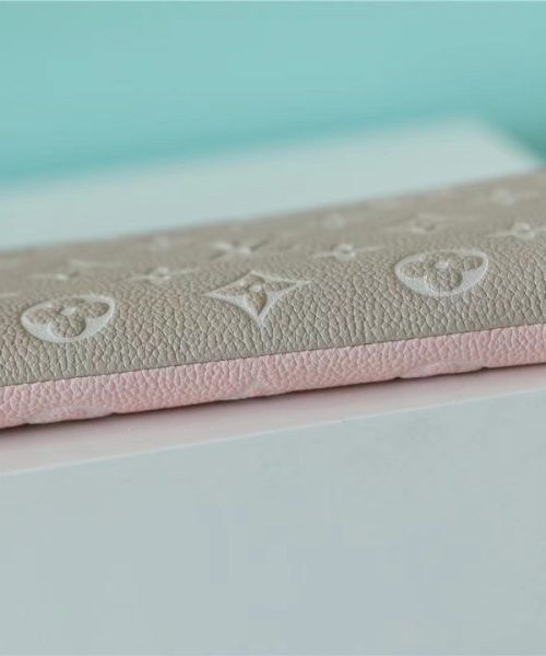 1:1 Replica Louis Vuitton Zippy Wallet Monogram Empreinte Pink / Beige / Yellow For Women, Women's Wallets 7.7n/19.5cm LV M81279