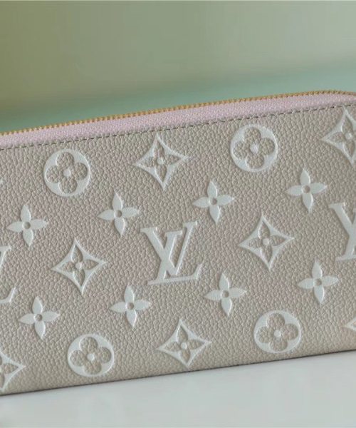 1:1 Replica Louis Vuitton Zippy Wallet Monogram Empreinte Pink / Beige / Yellow For Women, Women's Wallets 7.7n/19.5cm LV M81279