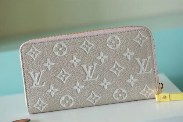 Louis Vuitton Zippy Wallet Monogram Empreinte Pink / Beige / Yellow For Women, Women's Wallets 7.7n/19.5cm LV M81279