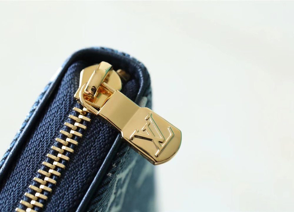 1:1 Replica Louis Vuitton Zippy Wallet Monogram Jacquard Denim Navy Blue For Women, Women's Wallets 7.7in/19.5cm LV