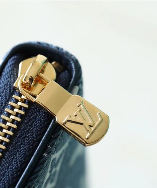 1:1 Replica Louis Vuitton Zippy Wallet Monogram Jacquard Denim Navy Blue For Women, Women's Wallets 7.7in/19.5cm LV 