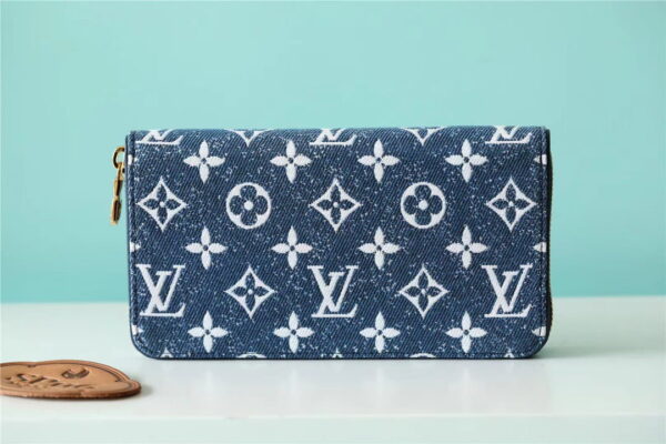 Louis Vuitton Zippy Wallet Monogram Jacquard Denim Navy Blue For Women, Women's Wallets 7.7in/19.5cm LV 