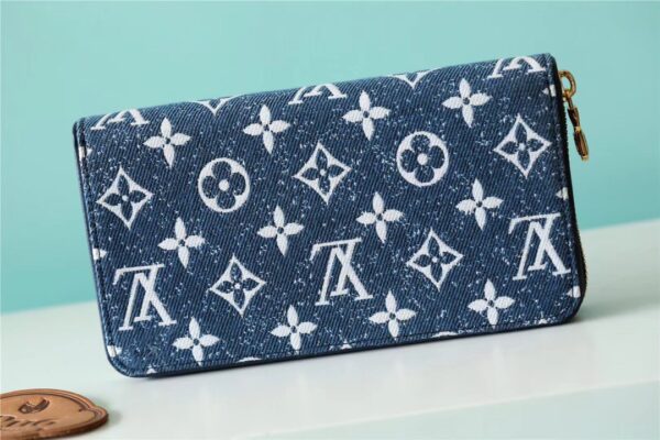 Louis Vuitton Zippy Wallet Monogram Jacquard Denim Navy Blue For Women, Women's Wallets 7.7in/19.5cm LV 