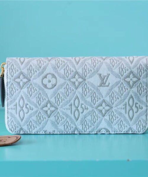 Louis Vuitton Zippy Wallet Since 1854 Jacquard Canvas Ecru Blue For Women, Women's Wallets 7.7in/19.5cm LV