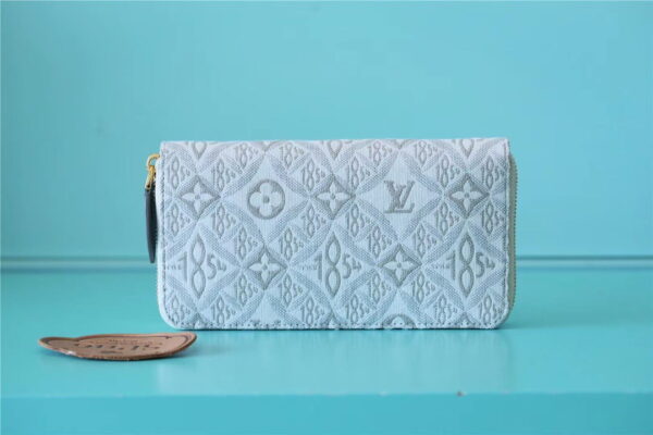 Louis Vuitton Zippy Wallet Since 1854 Jacquard Canvas Ecru Blue For Women, Women's Wallets 7.7in/19.5cm LV