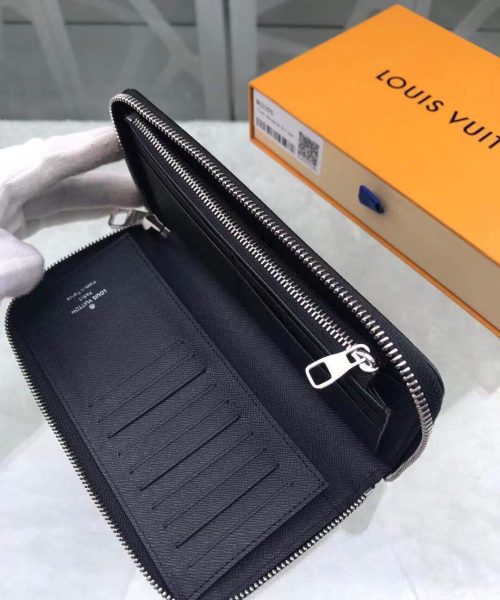 1:1 Replica Louis Vuitton Zippy Wallet Vertical Canvas Black For Men, Men's Wallet 7.9in/20cm LV M62295